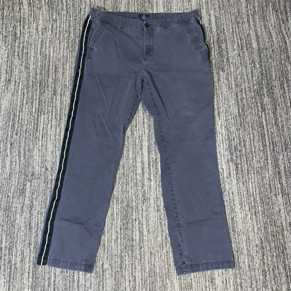 Vintage 90s George Mens Size 38x32 Casual Pants Gray‎ Blue Pockets Stretch